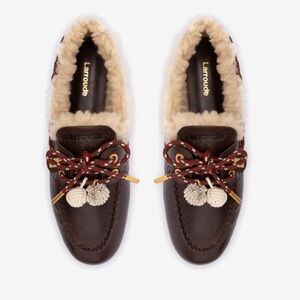Larroude Brown and Cream Loafers NEW